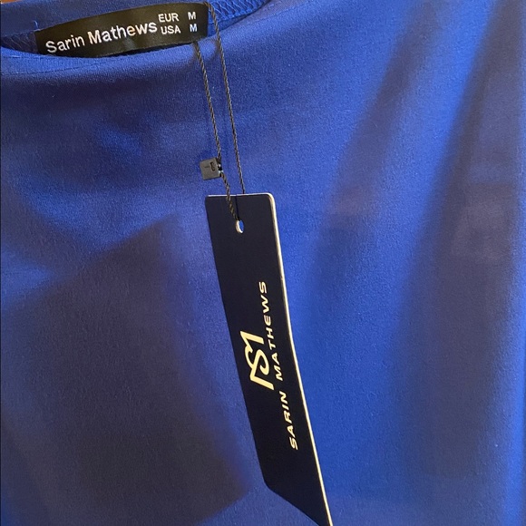 Sarin Mathews Blue Off-Shoulder Short Sleeve High Low Dress NWTs - Picture 10 of 11